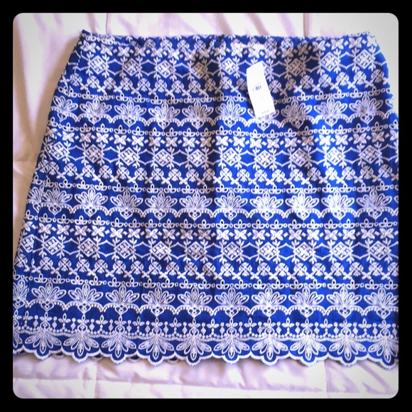 LOFT Dresses & Skirts - New w/ tags, fun, blue, embroidered skirt by LOFT